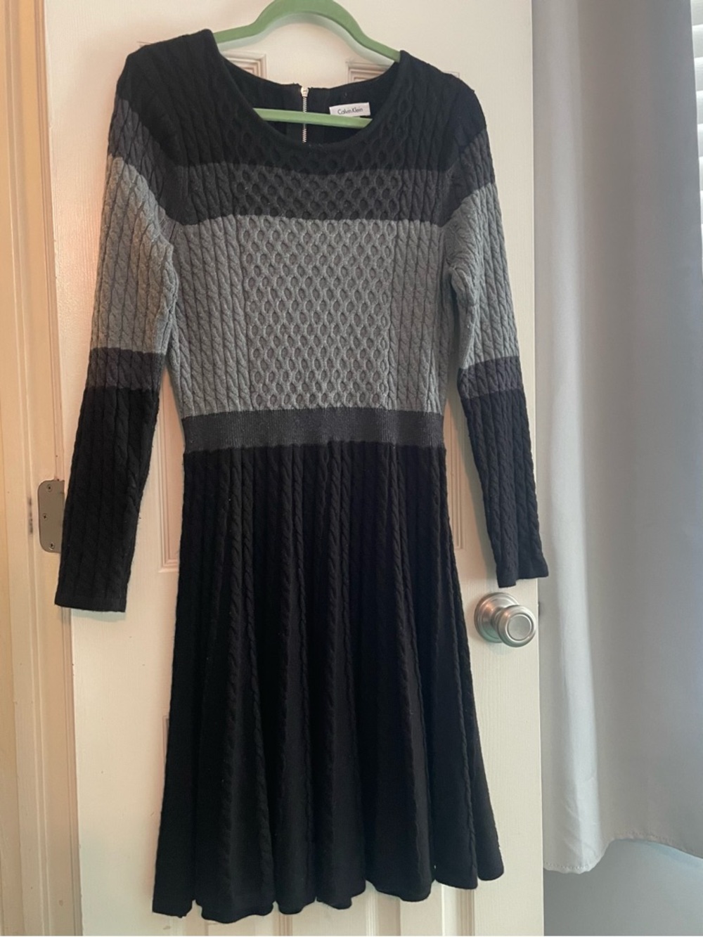Calvin Klein Black Cable Knit Sweater Dress